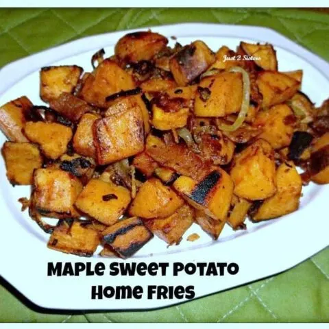 Maple Sweet Potato Home Fries on a white plate