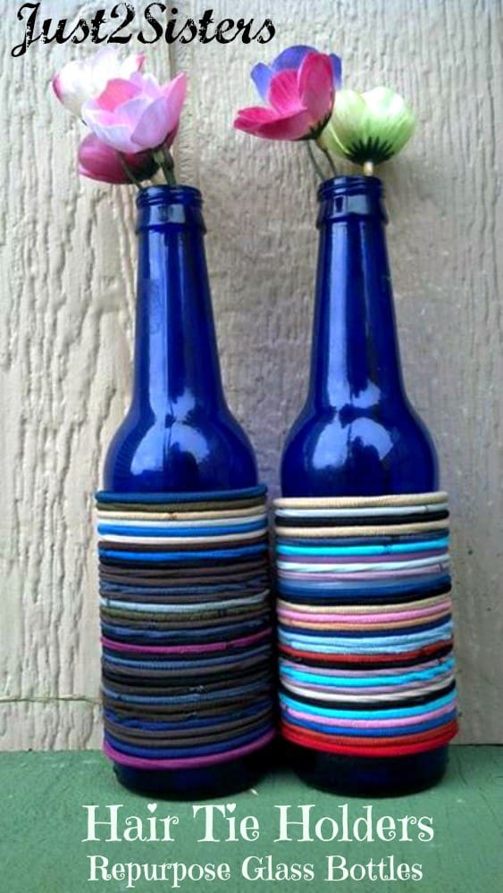 Repurpose Glass Bottles Into Hair Tie Holders repurpose-glass-bottles-into-hair-tie-holders