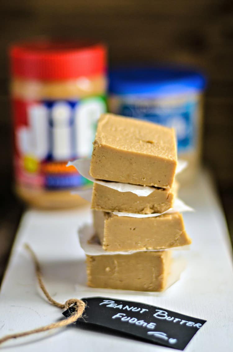 2 Ingredient peanut butter fudge only takes 2 minutes to make.
