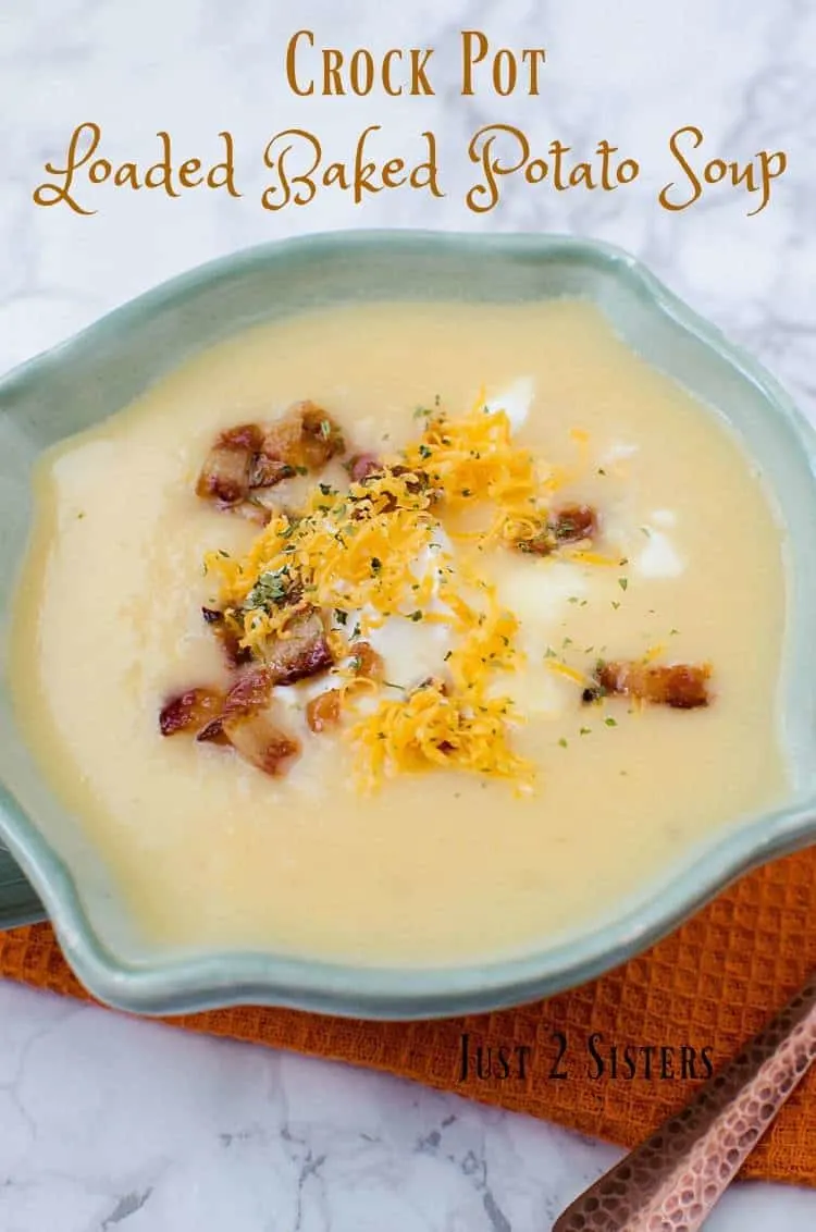 Soup in the slow cooker is a great meal for busy weeknights. Put all of the ingredients in and you'll have delicious crock pot loaded baked potato soup. 