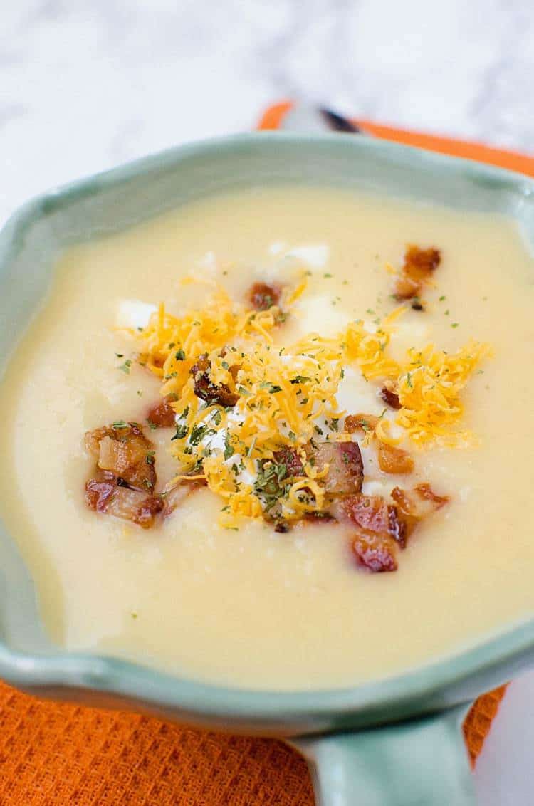 Soup in the slow cooker is a great meal for busy weeknights. Put all of the ingredients in and you'll have delicious crock pot loaded baked potato soup. 