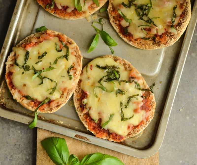English muffin pizza is a quick easy lunch that is low in Weight Watchers points plus you can add and create what ever combinations you want.