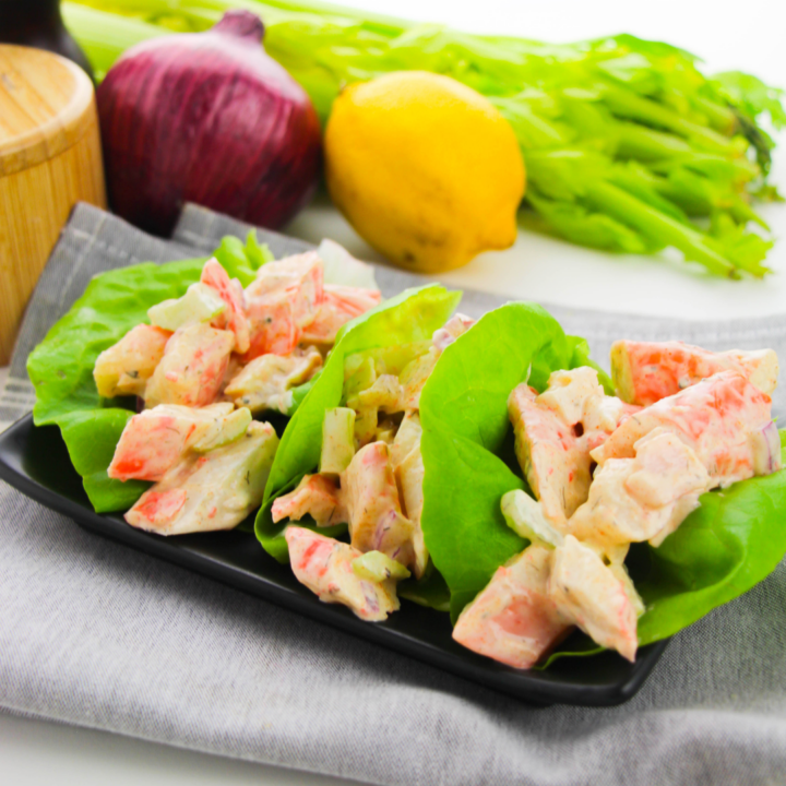 featured image showing the finished seafood salad recipe ready to eat.