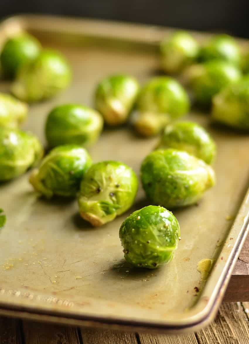 Oven Roasted Brussels Sprouts are easy to make, low in weight watchers points, and they're delicious!