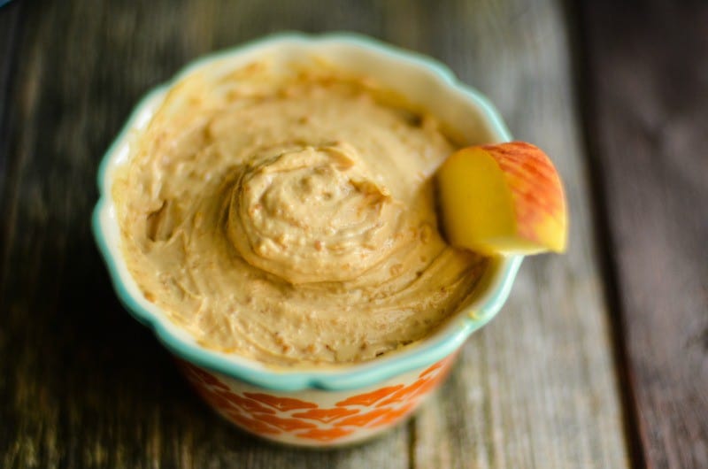 peanut butter fruit dip in a bowl