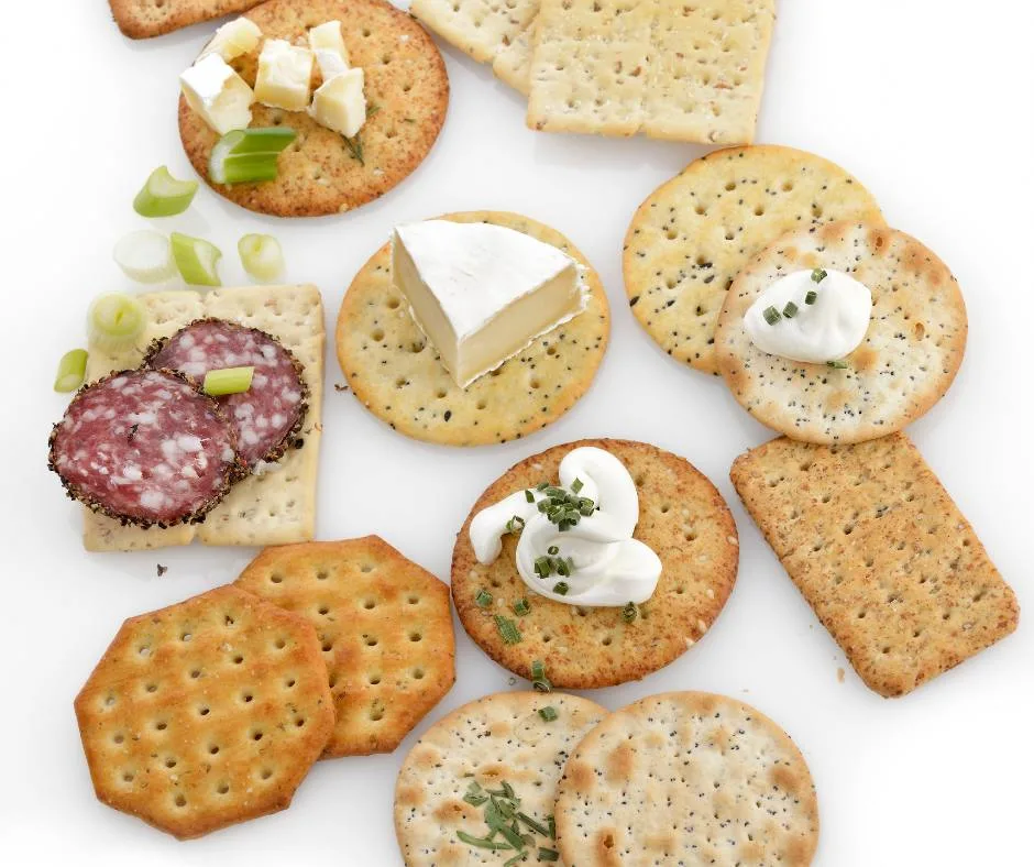Low point weight watchers snacks crackers with toppings.