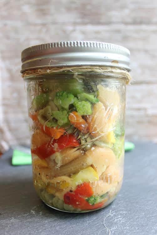 Finished salad in a jar.