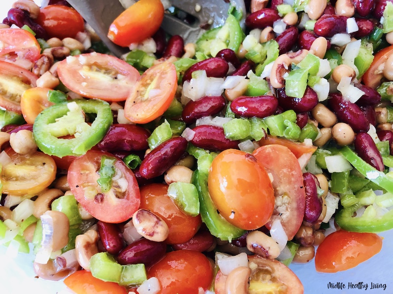 salad mixed up and ready to be chilled. 