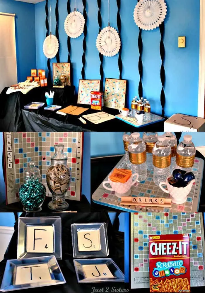 scrabble party collage