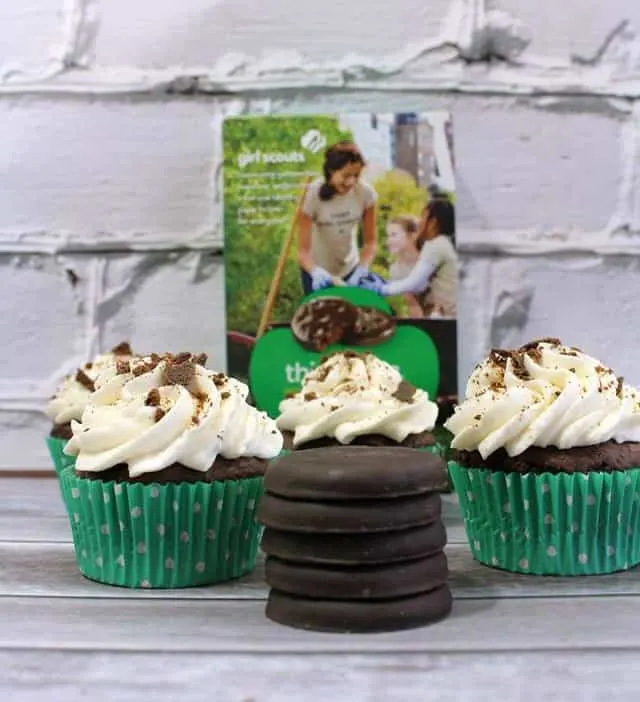 It's Girl Scout Cookie time! Stock up and make Thin Mint Cupcakes.