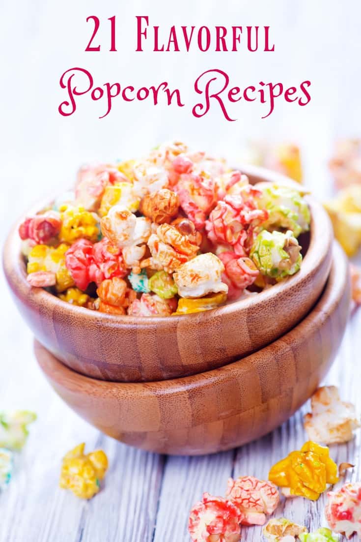 Inspired by our love of popcorn treats here is a sampling of 21 Flavorful Popcorn Recipes. Salty, sweet, mix-in’s, coatings; which is your favorite? Sweet Flavorful Popcorn Recipes