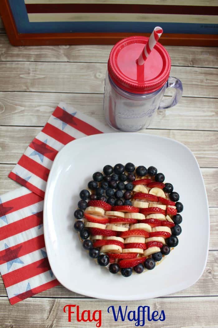 Patriotic Flag Waffles Recipe. Celebrate the USA with a delicious fruit filled breakfast. 