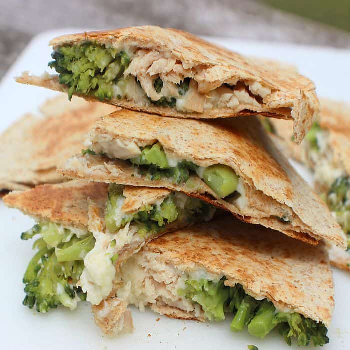 Turkey Broccoli Alfredo Quesadillas