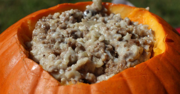 This Dinner in a Pumpkin recipe is a 30-year old tradition our house. I cannot remember when I started making it, but I know it's been on our table around Halloween for many years. 