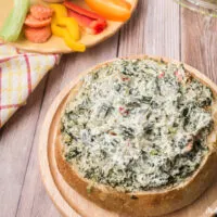 Featured image showing the finished spinach dip.