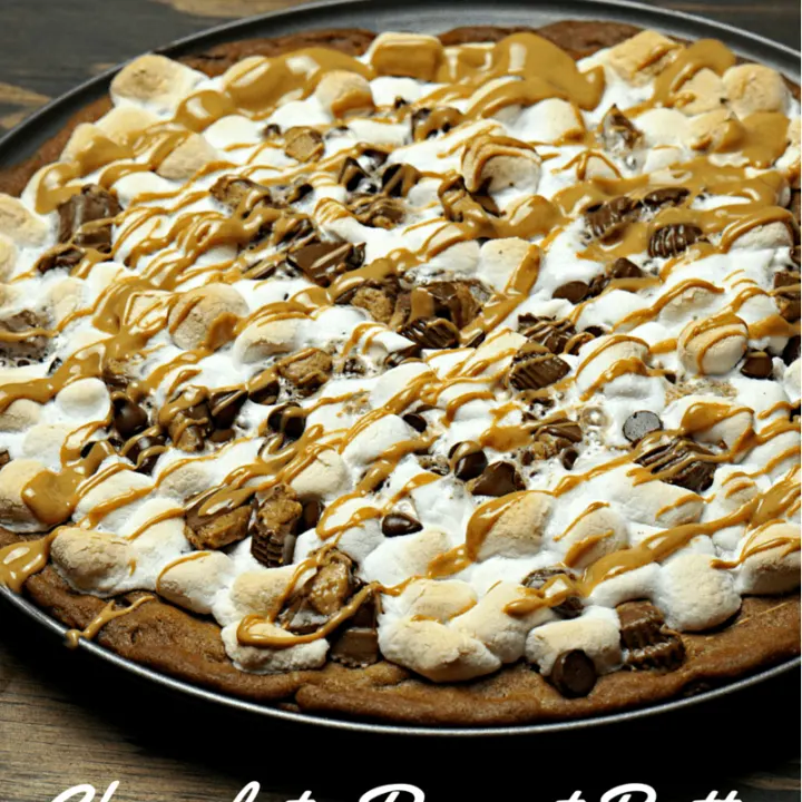 Chocolate Peanut Butter Dessert Pizza www.just2sisters.com