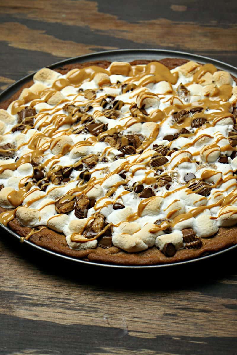 Chocolate Peanut Butter Dessert Pizza just2sisters.com