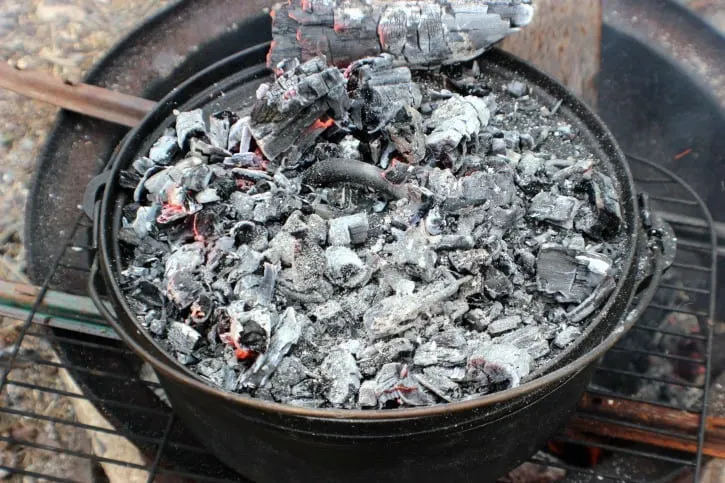 Blackberry Campfire Cobbler baking