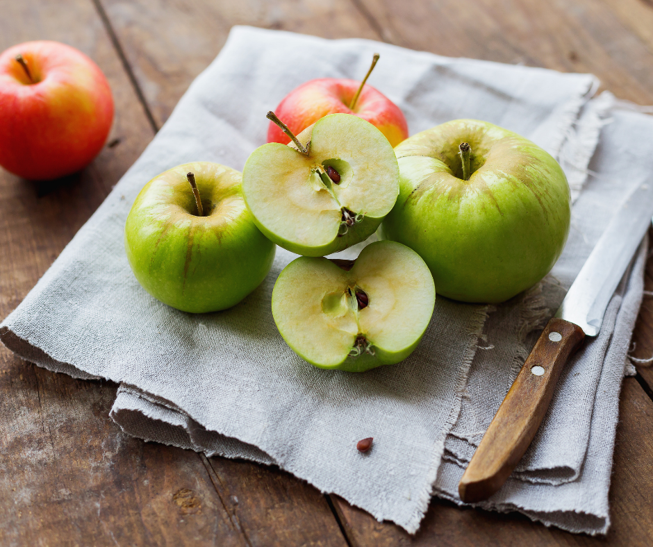 Apples cut up and ready to eat. 