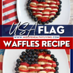 Pin showing the title USA Flag Waffles Recipe