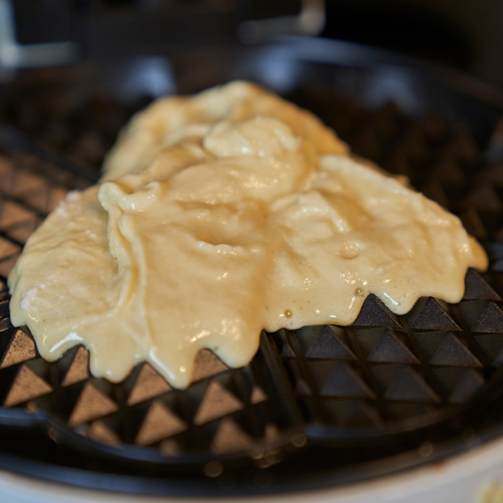 batter on a waffle iron