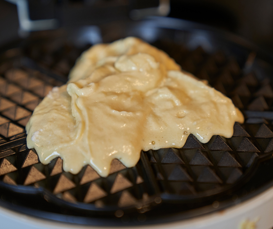 batter on a waffle iron