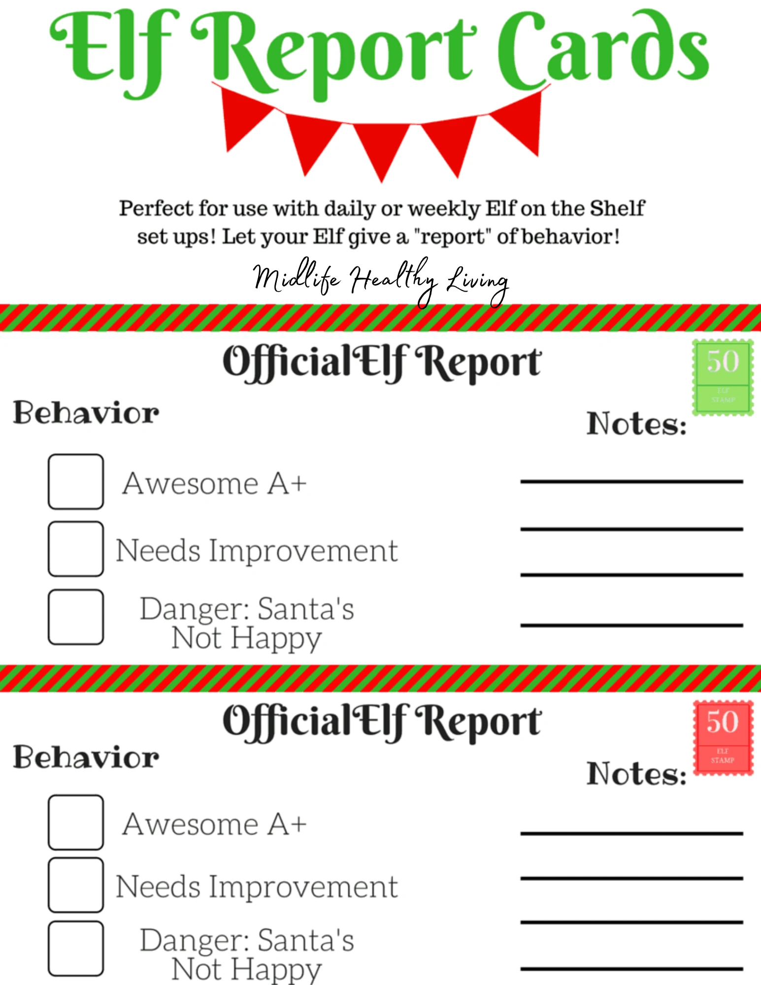 printable image showing the elf on the shelf printable report cards