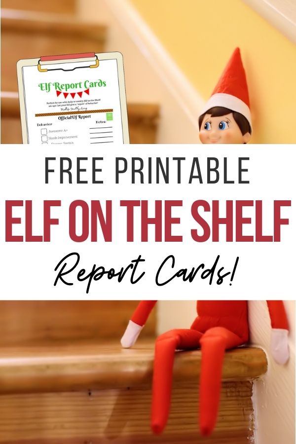 Elf on the shelf report card printable pin showing title across the middle