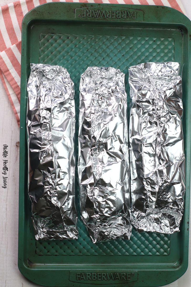 foil wrapped up ready to be cooked. 