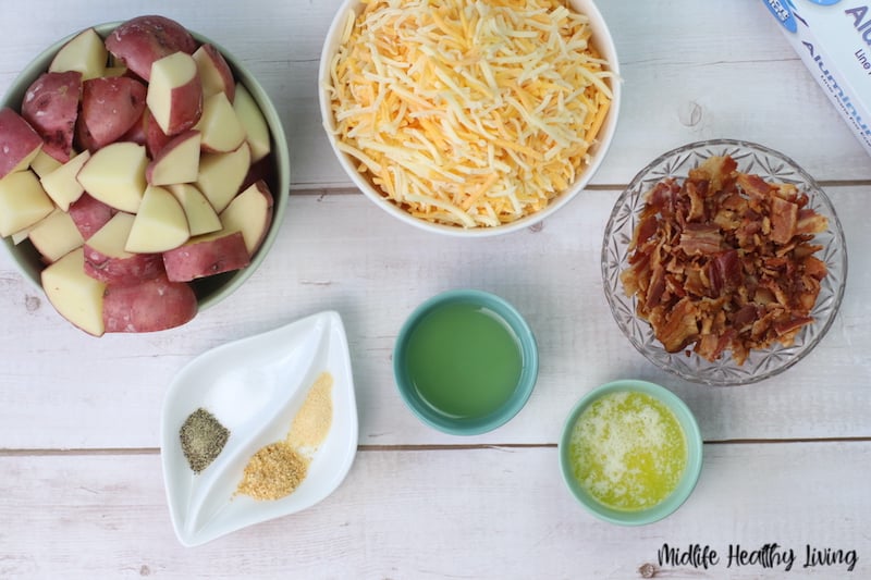 ingredients needed to make campfire potatoes. 