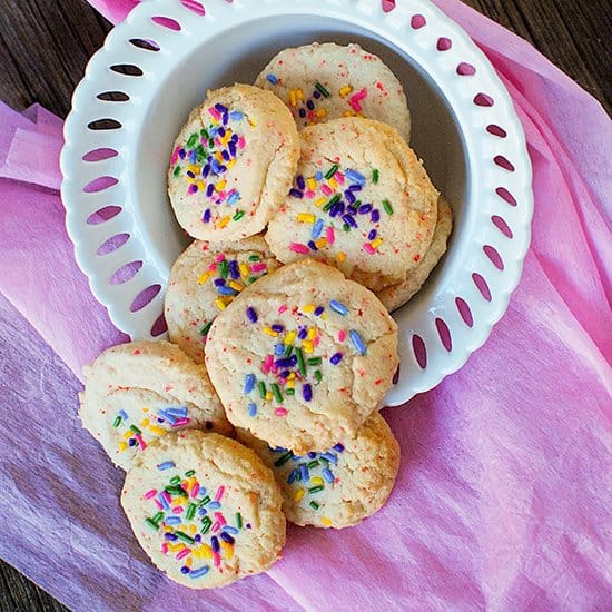 Cherry Chip Cake Mix Cookies with Sprinkles