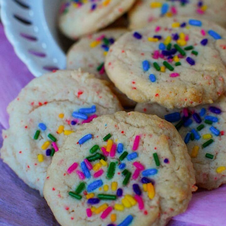 Cherry Chip Cake Mix Cookies with Sprinkles