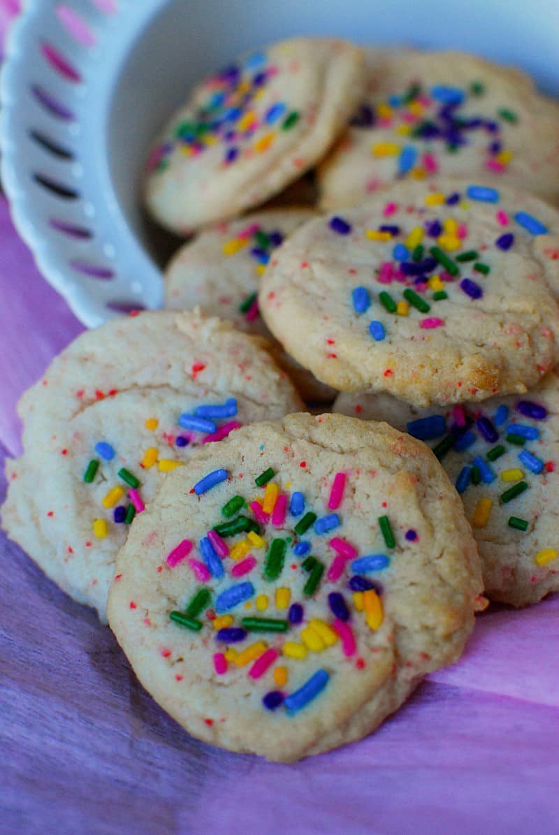 Cherry Chip Cake Mix Cookies with Sprinkles