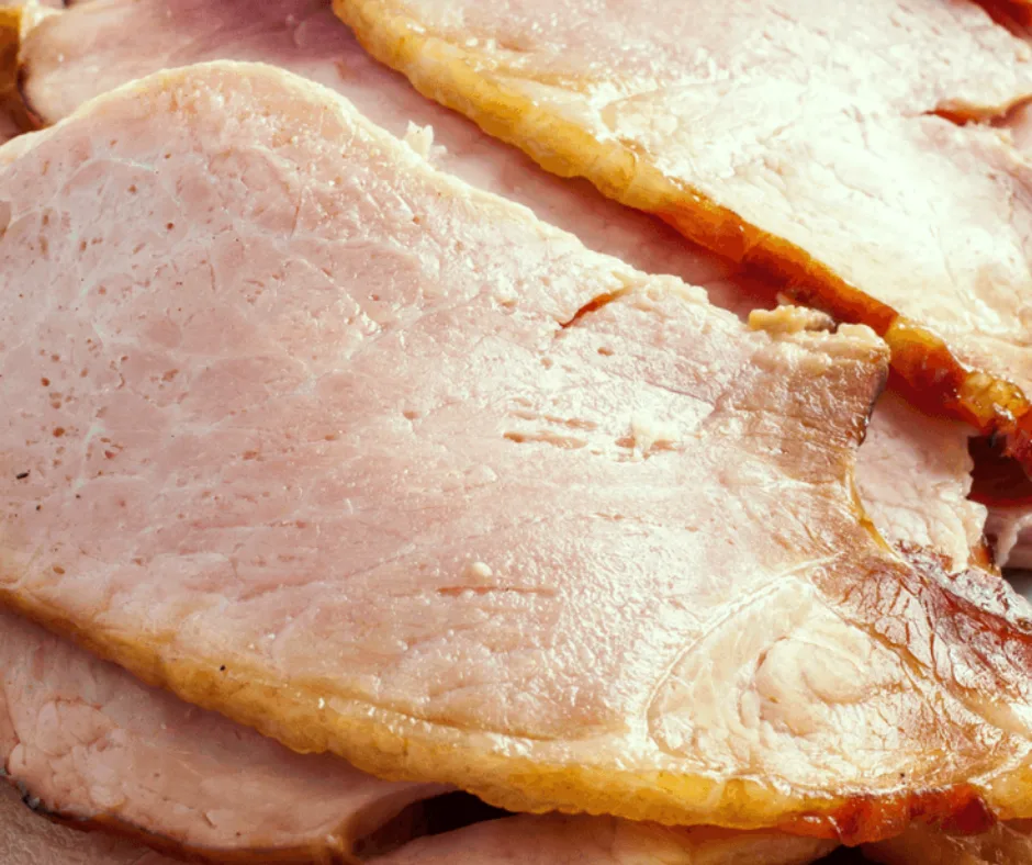 featured image showing the finished crockpot ham recipe. 