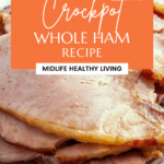Pin showing crockpot ham recipe.