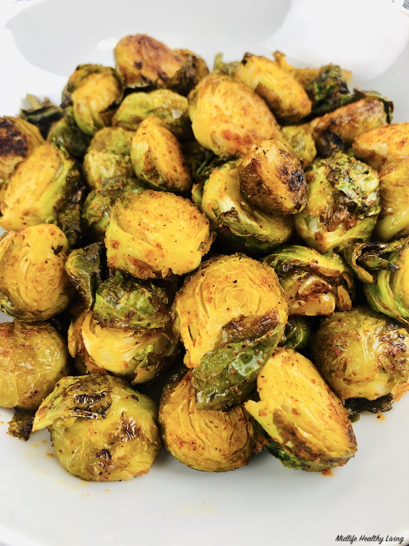 Finished Oven Roasted Brussels sprouts