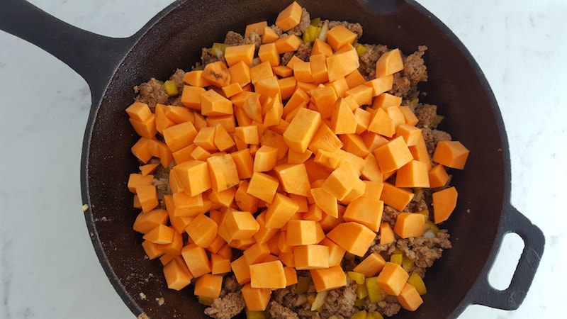 ground turkey sweet potato skillet recipe ad sweet potatoes