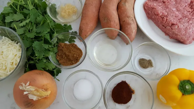ingredients for Ground Turkey Sweet Potato Skillet recipe