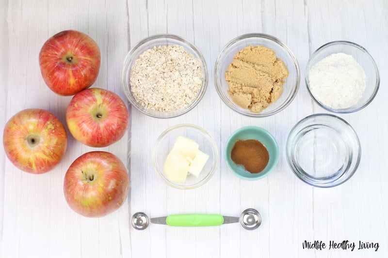 ingredients for the slow cooker baked apples ready to be used. 