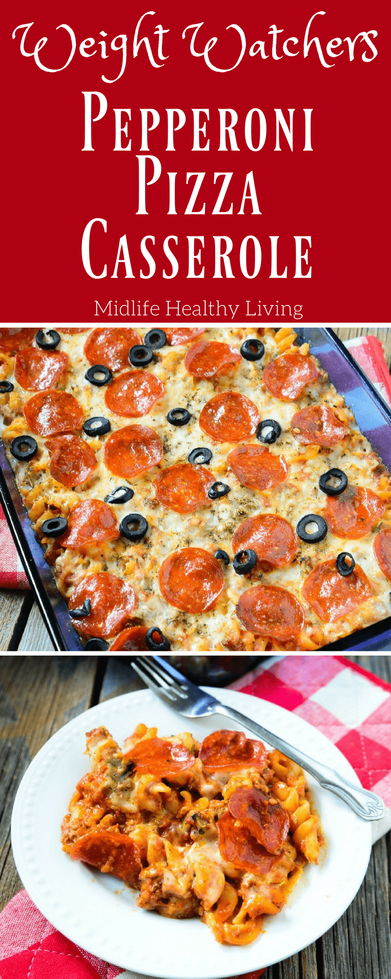 Try this delicious Weight Watchers friendly Pepperoni Pizza Casserole. It's only 7 Freestyle SmartPoints per serving. A great comfort food to feed the whole family!