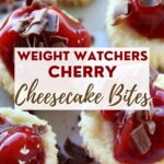 Pin showing the title Weight Watchers Cherry Cheesecake Bites
