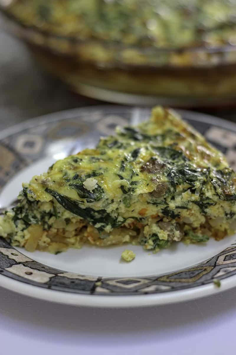 Spinach and Sausage Quiche with Potato Crust Recipe