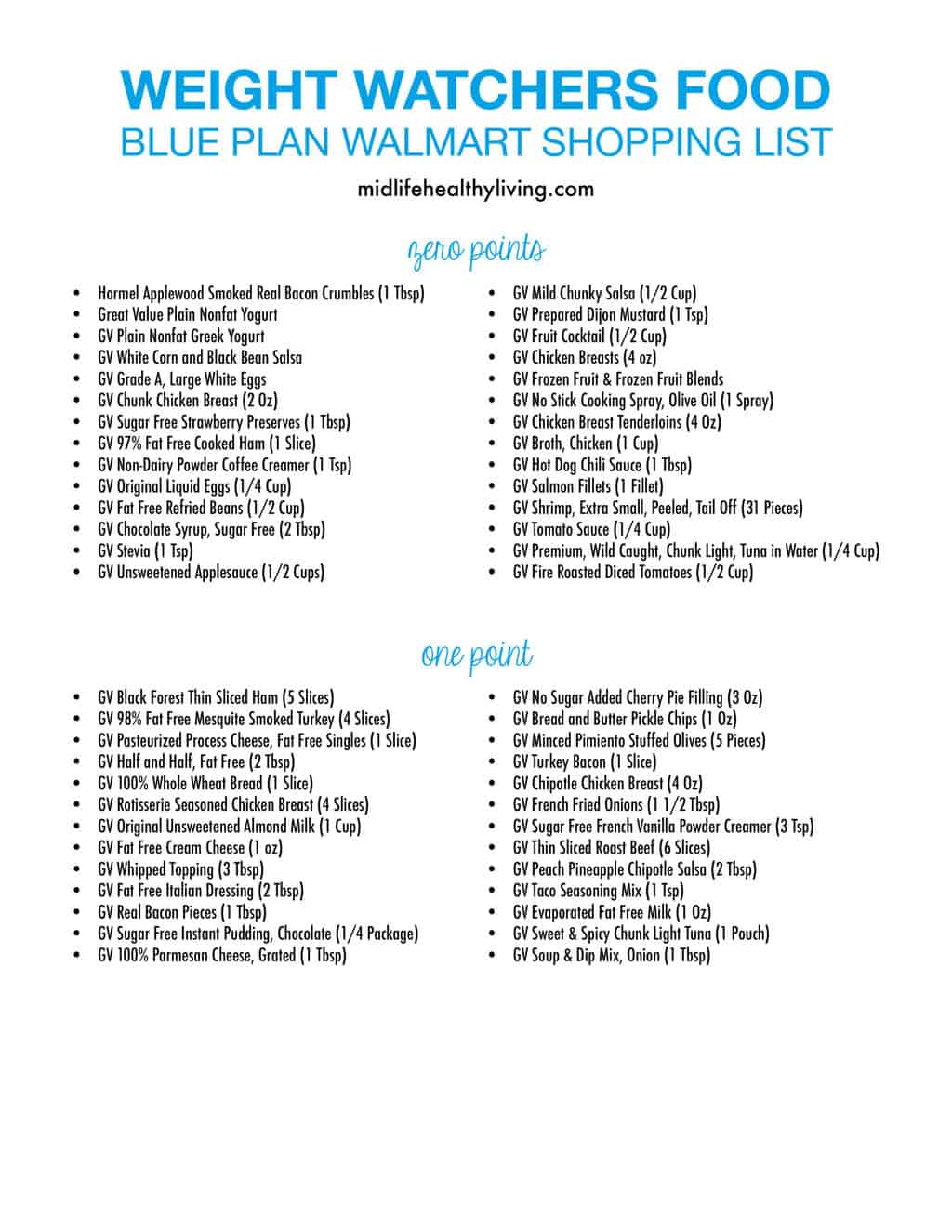 weight watchers food to buy from walmart blue plan