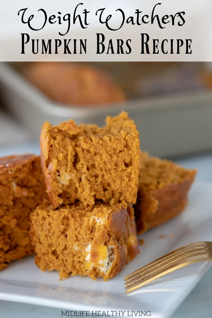 Pin showing the finished pumpkin bars with title across the top