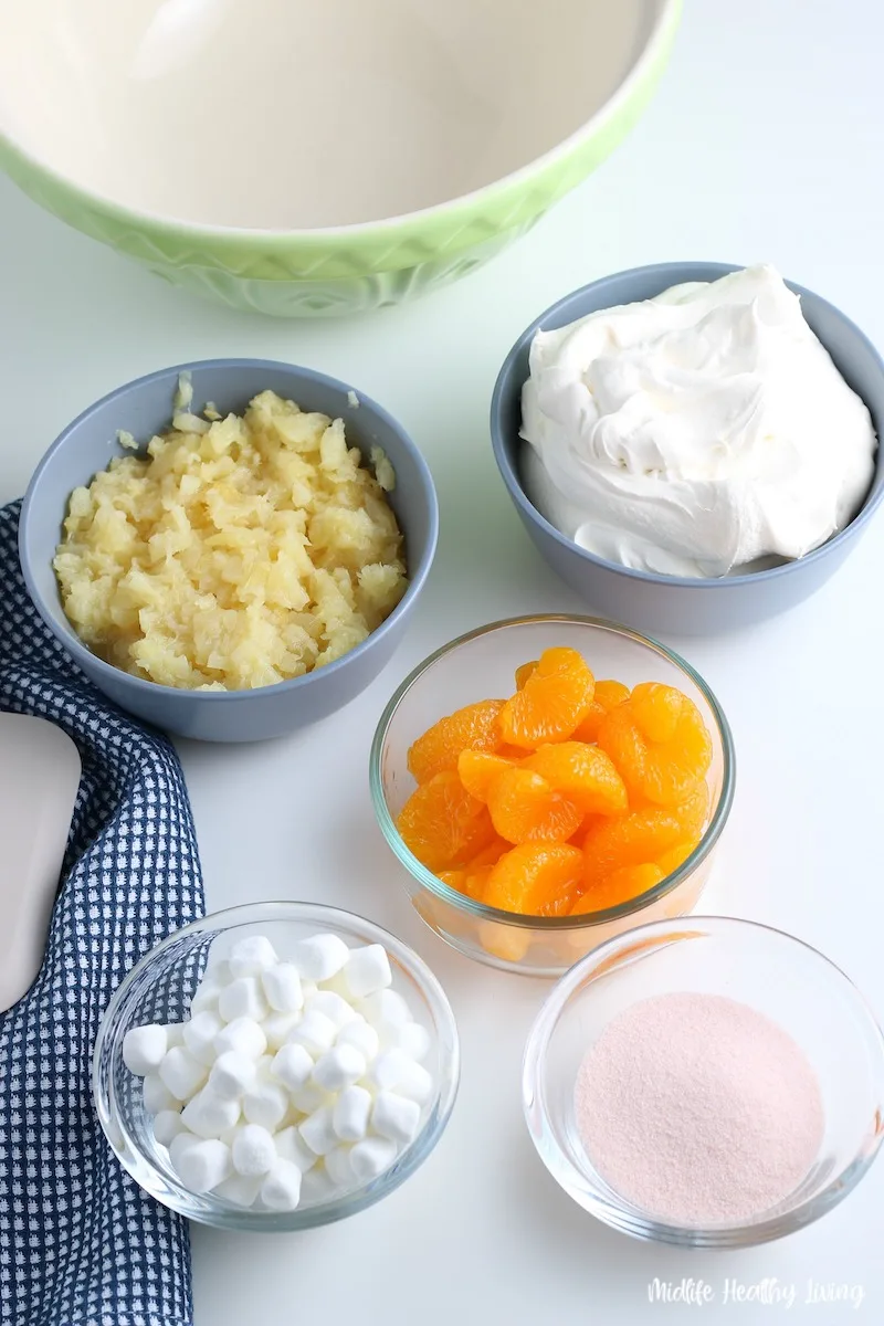 ingredients needed to make orange jello salad. 