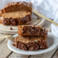 This Weight Watchers Spiced Pecan Bread is so delicious and easy to make. It comes out perfectly every time! Try out this easy quick bread recipe today!
