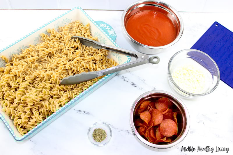 here we see the recipe with ingredients being prepped. 