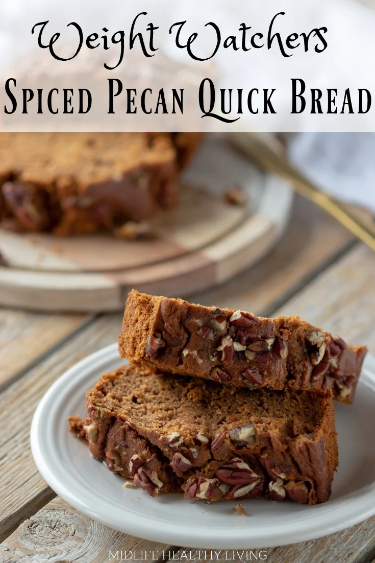 This Weight Watchers Spiced Pecan Bread is so delicious and easy to make. It comes out perfectly every time! Try out this easy quick bread recipe today!