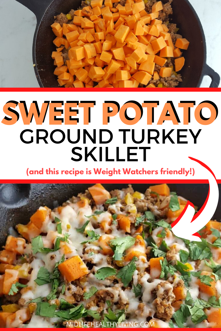 Image showing the finished weight watchers sweet potato turkey skillet.
