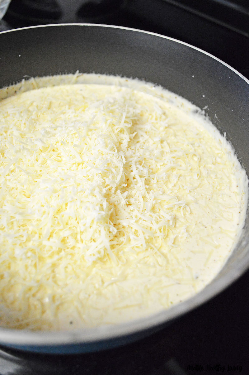 cheese going into the sauce. 